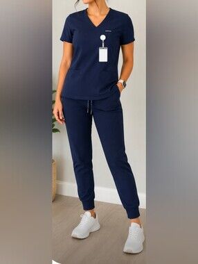 Navy Scrub Set Jaanuu Top XS /Jogger Pants Small Premium Medical Uniform Nurse